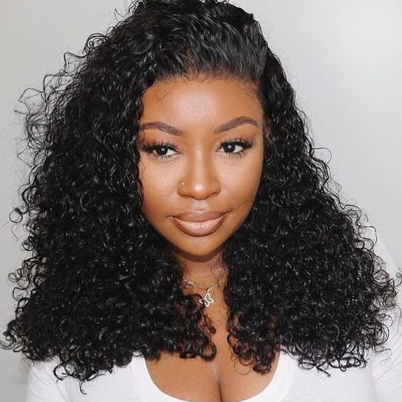 Glueless 8 to 16 Inch Kinky Curly Bob Human Hair Wig Wear To Go Pre Plucked Lace Peruvian Curly Bob Wigs For Women and Girls