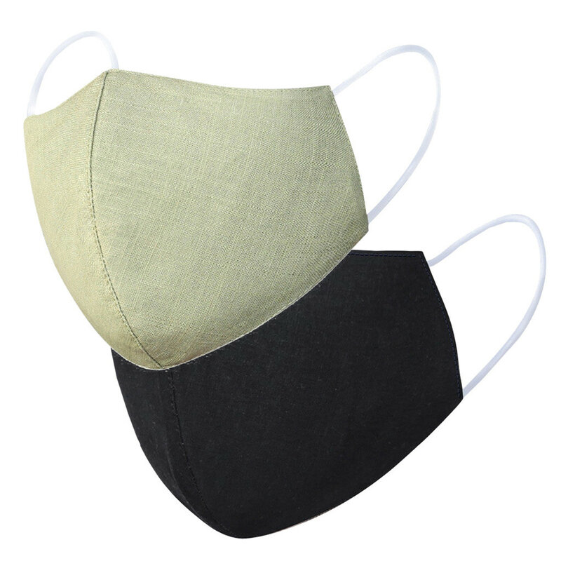 Mascarilla de algodón lavable y reutilizable para adultos, máscara protectora de Color sólido, transpirable y cómoda, varios colores, 2 unidades