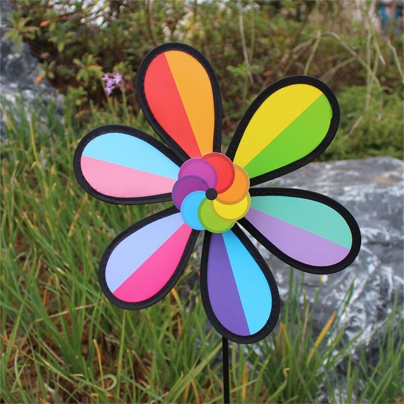 HUYU 風スピナー カラフルな風の彫刻は芝生や庭の装飾に最適です 直径 11 インチの風車
