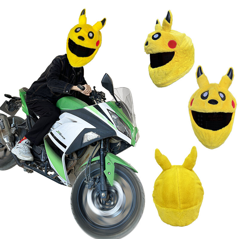 Motorcycle Helmet Cover Plush Head Cover Cute Cartoon Personality Protective Cover Without Helmet