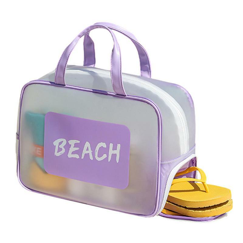 Пляжная сумка-тоут для бассейна, дорожный Органайзер на молнии с ручкой, вместительная сухая и влажная отделка для пляжа, путешествий, рыбалки, спа