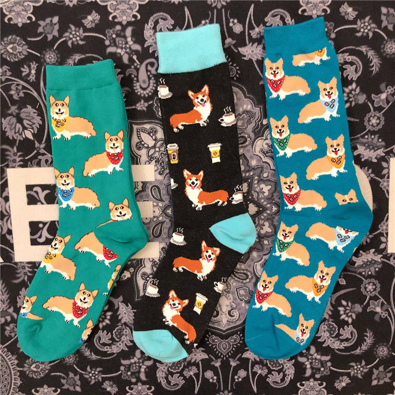 Calcetines tobilleros de algodón para mascotas pequeñas, calcetín corto con diseño divertido de Corgi galés, corazón, culo, amor, globo, trasero, Perro Japonés, Shiba Inu