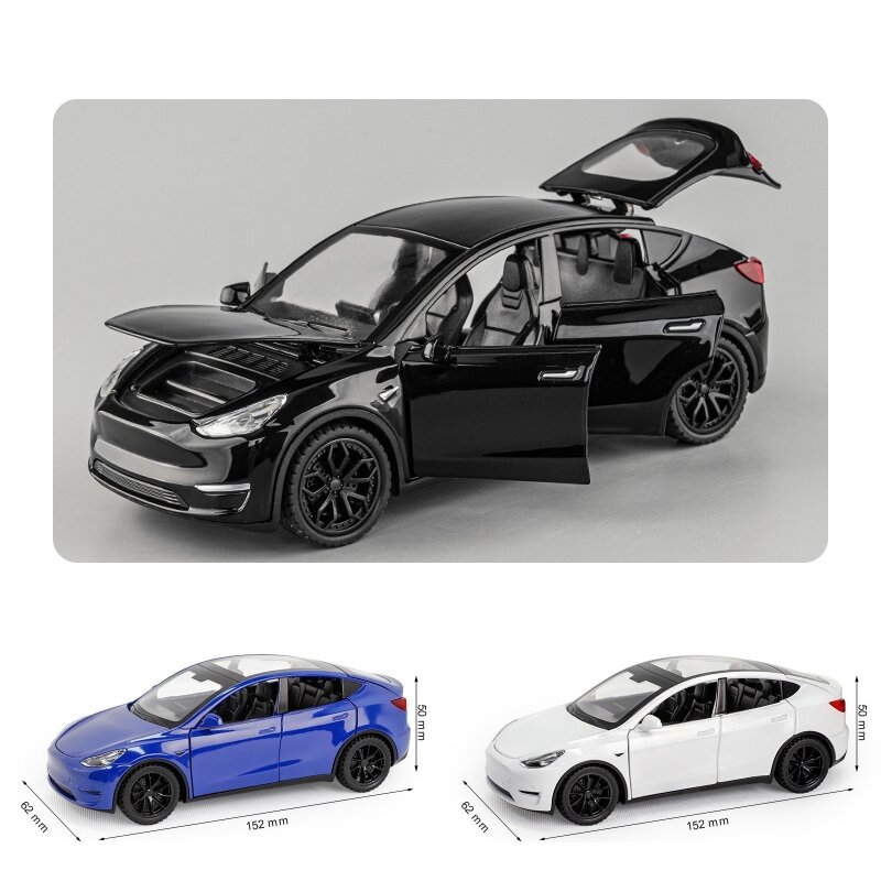 โมเดลรถยนต์ของเล่น Tesla รุ่น Y SUV โลหะอัลลอยหล่อจากโลหะอัลลอยด์ของขวัญและไฟขนาดเล็กของสะสม1:32สำหรับเด็กผู้ชายและเด็ก
