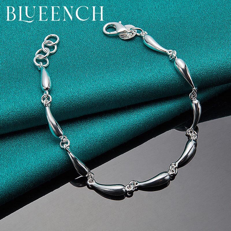 Blueench 925 Sterling Silber Waterdrop/Regentropfen Armband für Frauen Hochzeit Engagement Mode Edlen Schmuck