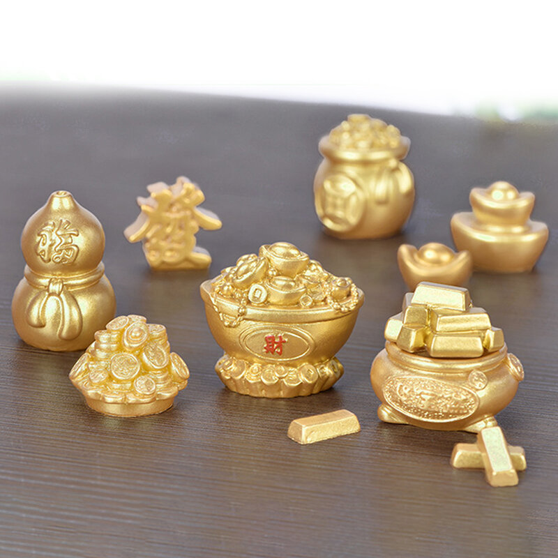 Wealth rolling micro landscape diy ornaments resin crafts New Year accessories ingot money tree gourd boat