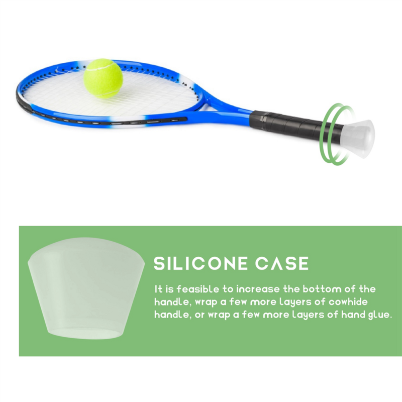 Juste de raquette de tennis en silicone, manchon d'énergie antichoc, embout de poignée, accessoires de pare-chocs, anneau de poignée, surgrip de sport de raquette