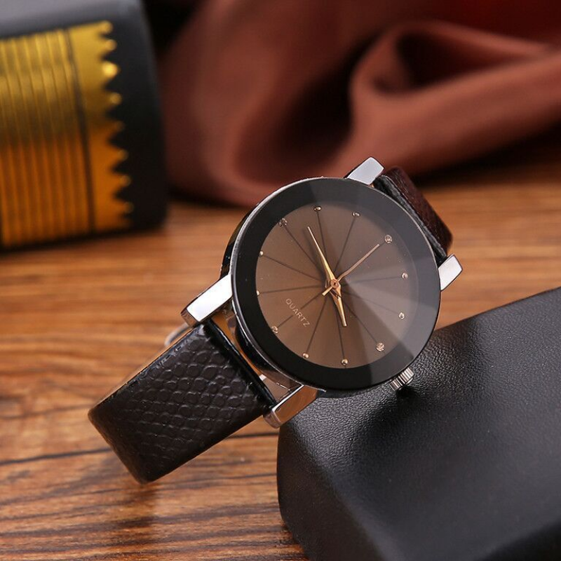 Reloj de pulsera de cuarzo para hombre y mujer, cronógrafo informal con correa de cuero marrón, a la moda, gran oferta