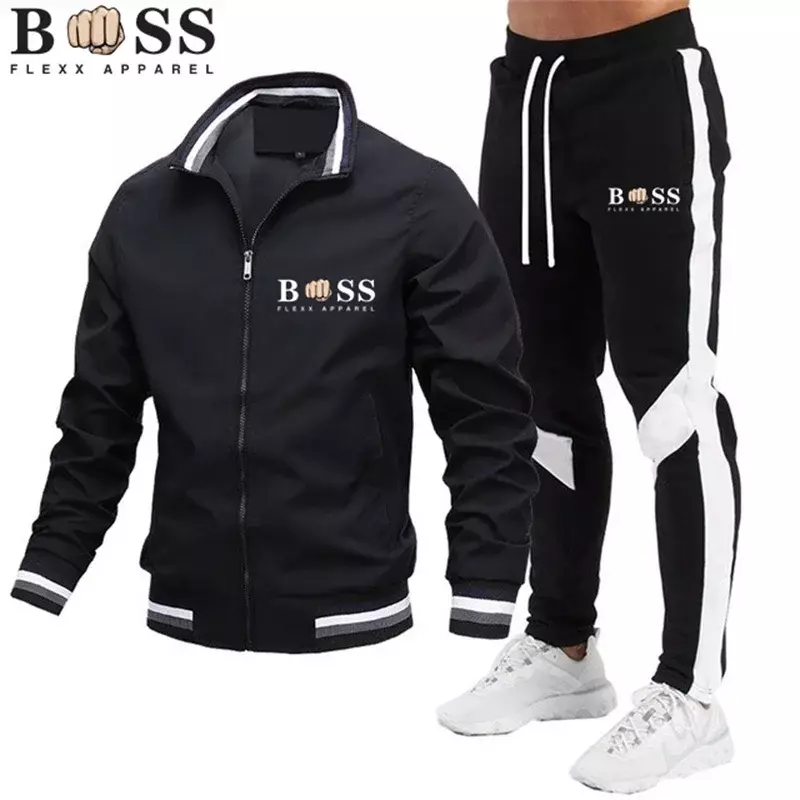 BSS FLEX APPAREL2024-conjunto deportivo de dos piezas para hombre, chaqueta informal con cuello levantado, alta calidad, Primavera, novedad