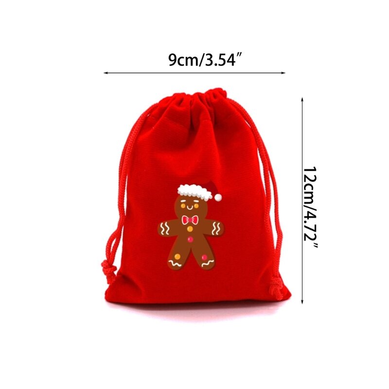 Paquete 10 Uds. Bolsas festivas regalo Navidad, solución almacenamiento reutilizable, bolsas con cordón para regalos
