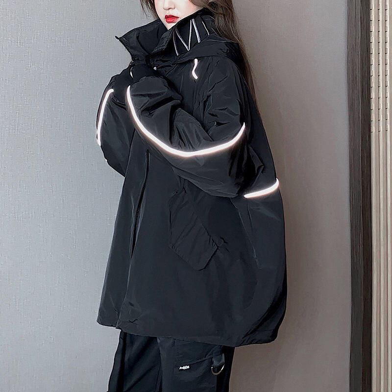 Jaqueta solta com capuz para mulheres, uniforme de beisebol, lantejoulas pequenas de vento, jaqueta casual feminina, coringa coreano, nova para primavera e outono, 2023