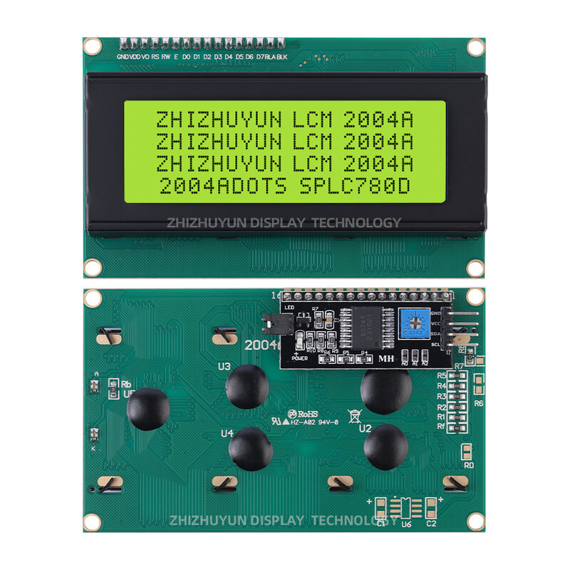 2004a Iic Adapter Board Monochrome Smaragdgroene Licht Zwarte Tekens Display Pcf 8574T I1c12c Interface 5V