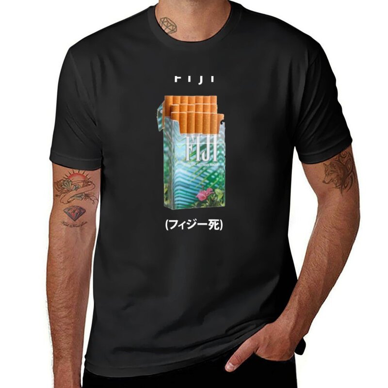 Camiseta masculina de Fiji Death, tops bonitos, roupas estéticas, camisetas para meninos, branco