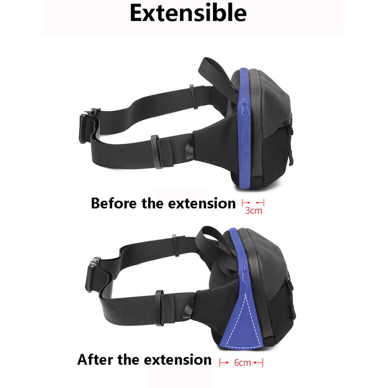 Tas bahu pria, tas dada pria anti air multifungsi sederhana modis tas selempang olahraga dapat diperluas