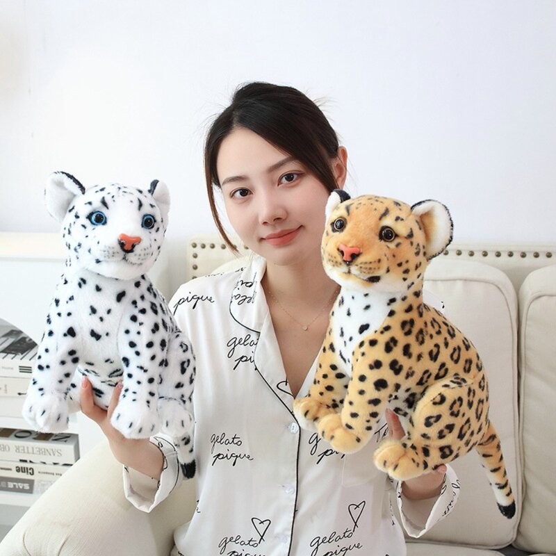 Symulacja geparda pluszowa lampart śnieżny pluszowa zabawka miękki lew symulacja gepard pluszowa zabawka słodka wypchana