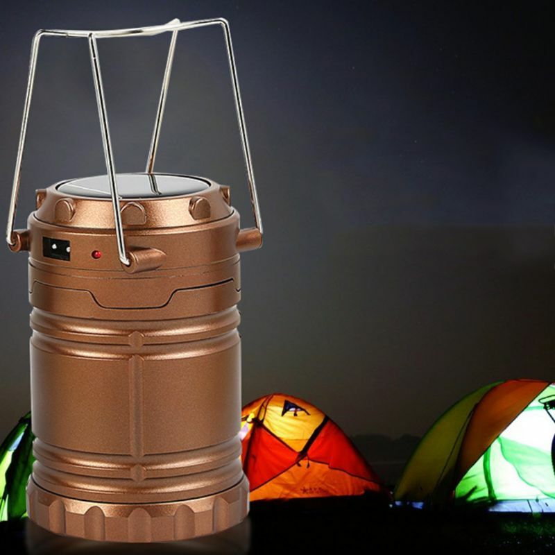 Portable Solar 6 LED Night Light USB Rechargeable Lantern Camping Hiking Lamp