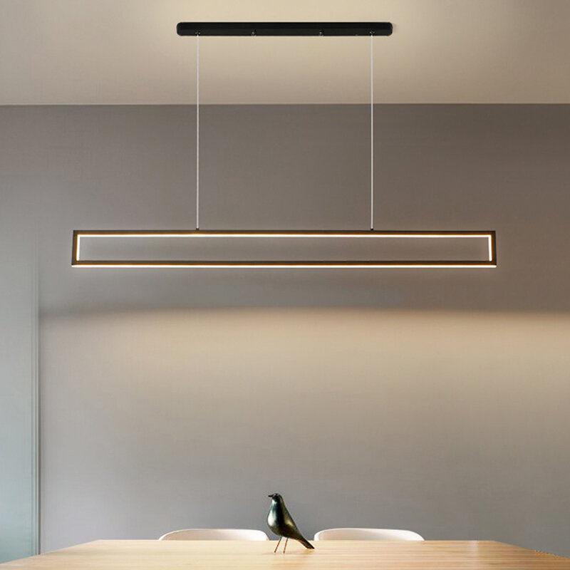 Moderne LED-Pendel leuchten für Esszimmer Wohnzimmer Küche Büro Bar Café Rechteck Home Innen beleuchtung lange Streifen Hängelampen