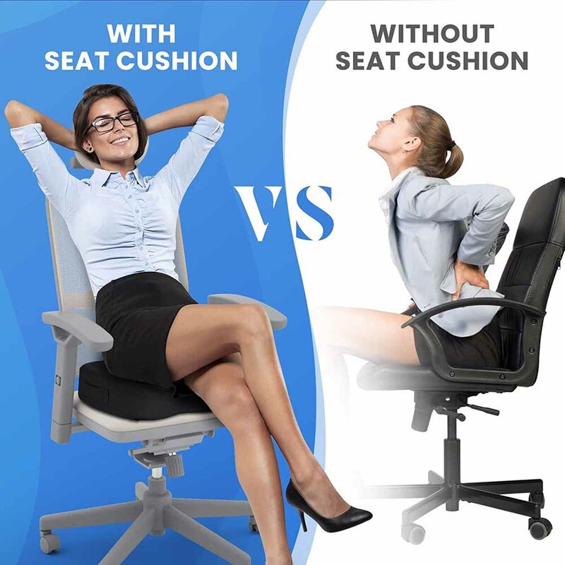 Cojines de asiento para sillas de oficina, almohadillas de espuma viscoelástica para el dolor de coxis, almohada para aliviar la ciática, postura correcta al sentarse