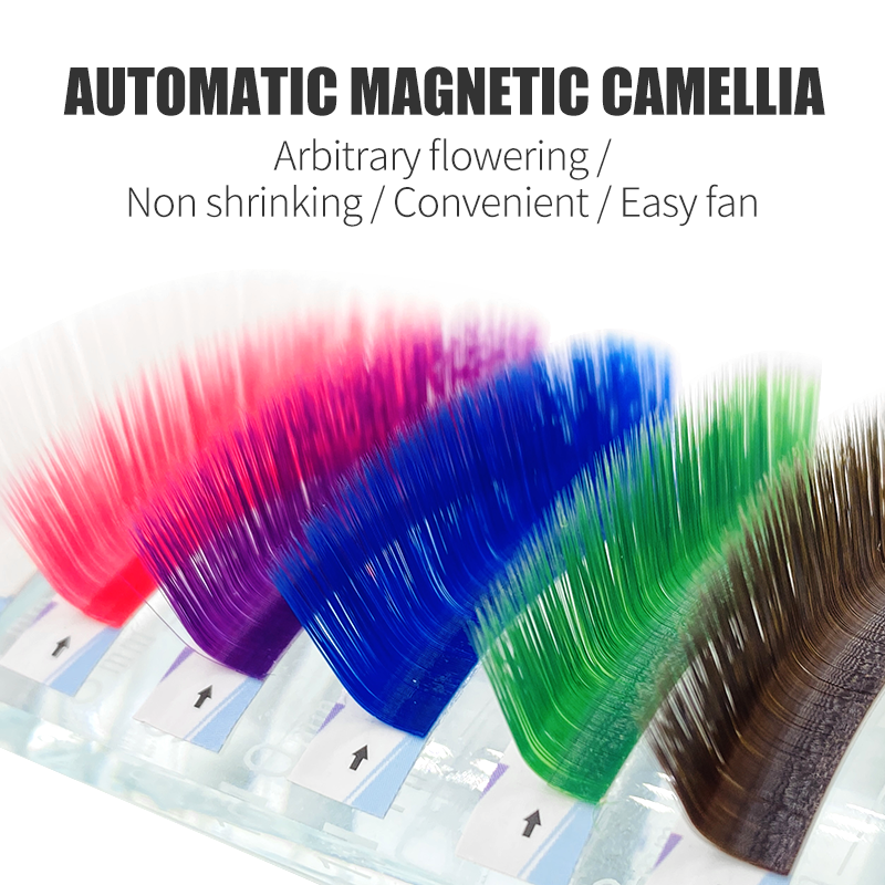 Natuhana fácil fã colorido cílios l/lu (m) onda falso cílios extensão individual ventilador automático cor vison cílios l em forma de maquiagem