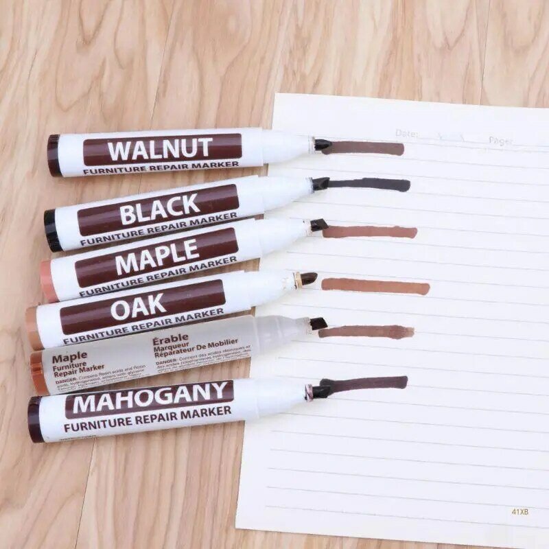41XB Furniture Repair Pen Wood Markers for Touch Ups & Cover Ups Scratch Repair Marker For Wood Floors, Tables, Desks, Bedpos