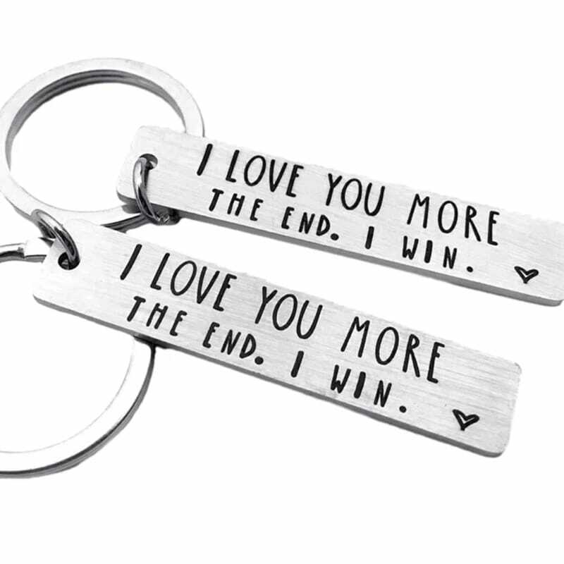 I lOVE More The End Engraved Couple Keyring Charm for Birthday Christmas Gift