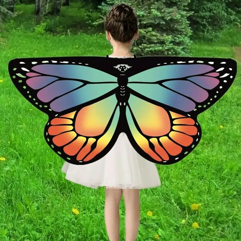 Butterfly Wings para meninas, fantasia de fada, arco-íris, azul, infantil