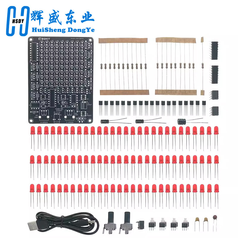Elektronik LED DIY CHA-81, Kit DC4.5-9V LED pelacakan permainan solder proyek latihan ikuti Spot USB/catu daya baterai