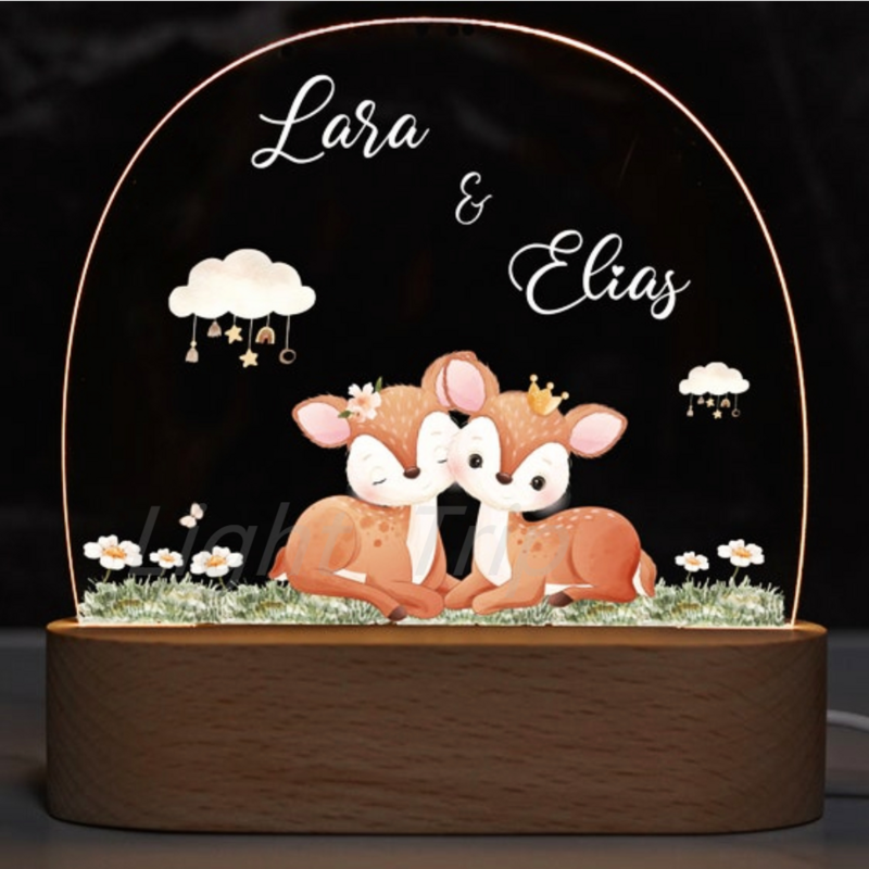 Personalized USB NightLight Custom Name Acrylic Lamp Animal Design Baby Kids Bedroom Home Decoration Birthday Anniversary Gift