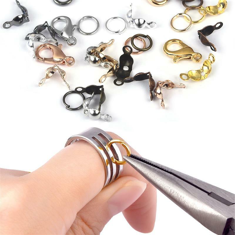 100Pcs Alloy Lobster Clasp Jump Rings Connector Clasp Crimp End Set For Bracelet Necklace Chains DIY Jewelry Making Supplies