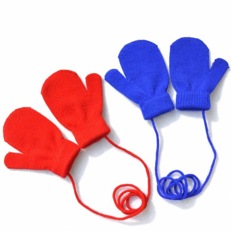1-3 Jaar Oude Gebreide Handschoenen Schattige Warme Winddichte Winterwanten Koudbestendig Met Hangende Nekhandschoenen Voor Kinderen