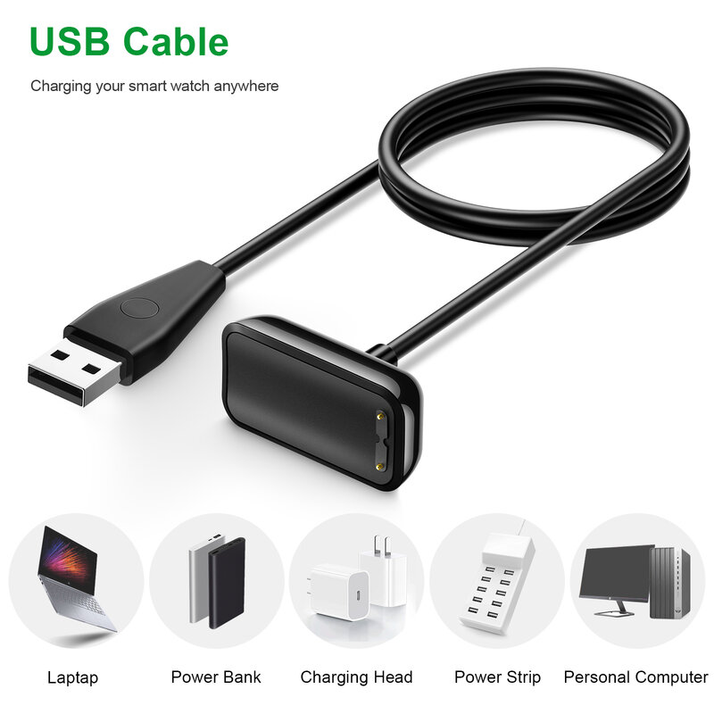 Cargador USB de 100cm/50cm para Fitbit Charge 5, Cable de carga para Fitbit Luxe, base de carga USB con función de reinicio
