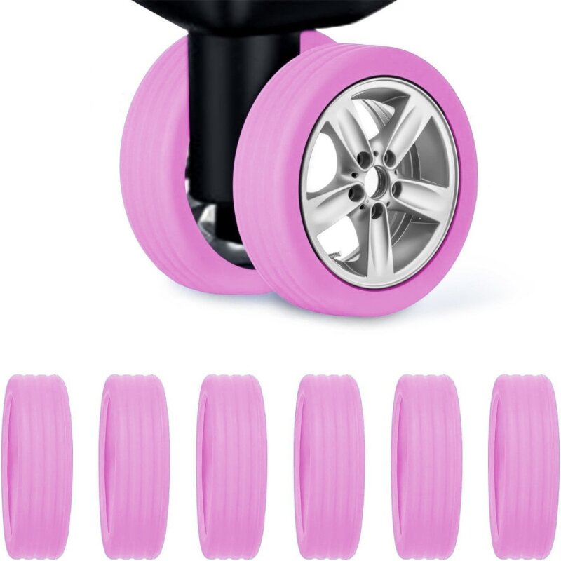 50JB 6Pcs Silicone Suitcase Wheel Protective Case Travel Luggage Cover Caster Reduce Noise Trolley Box Casters Cover
