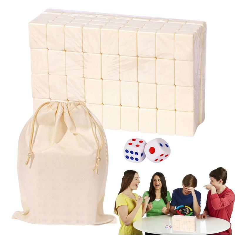 Jogo de tabuleiro tradicional chinês com saco grande, 144 Mahjong Tiles, Mini Travel Board Game para a família