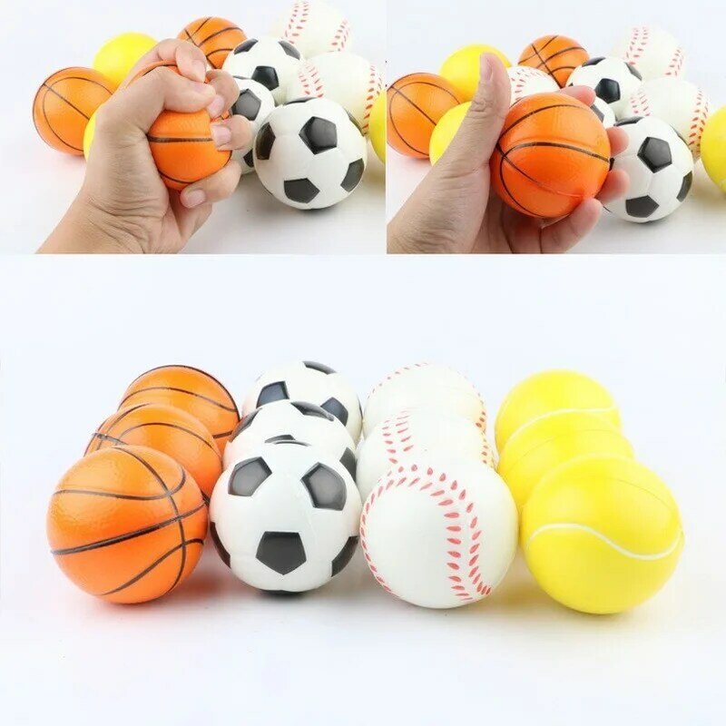Balle Anti-Stress de 6.3cm pour enfant, jouet en caoutchouc souple à presser, pour soulager le Stress, Football, basket-Ball, Baseball, Tennis