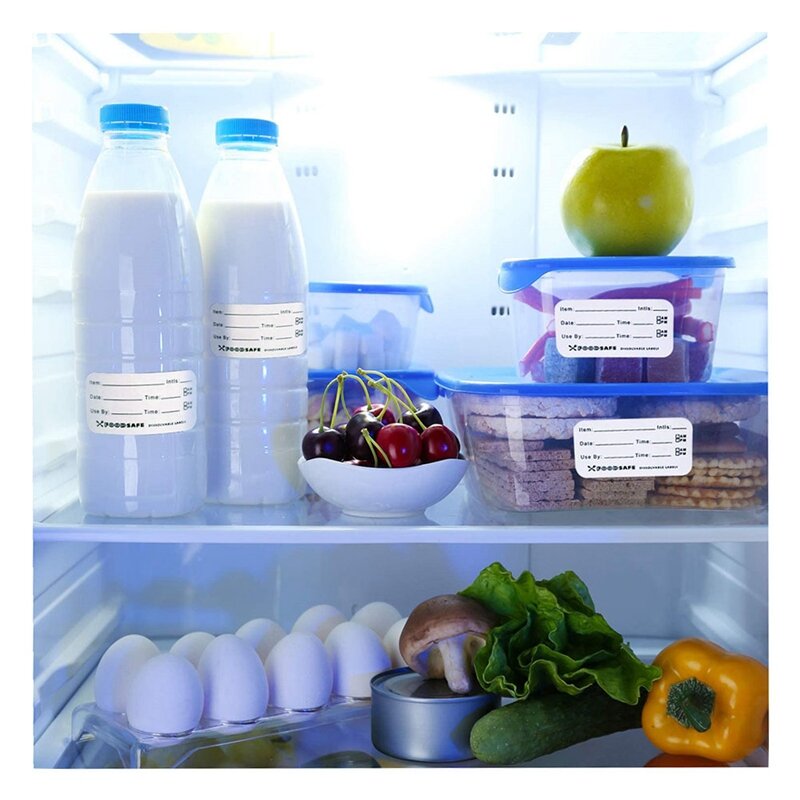 Etiquetas autoadhesivas extraíbles para refrigerador, pegatinas para congelador, almacenamiento de alimentos, contenedores reutilizables, 10 rollos