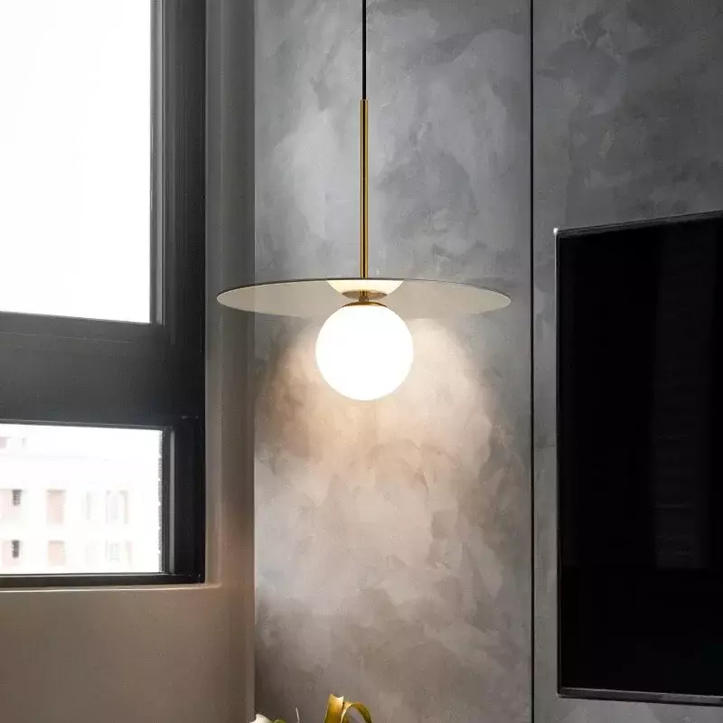 Nordic Restaurants Bar Counter Bedside Modern and Minimalist Instagram Red Light Hallway UFO Decorative Glass Chandelier