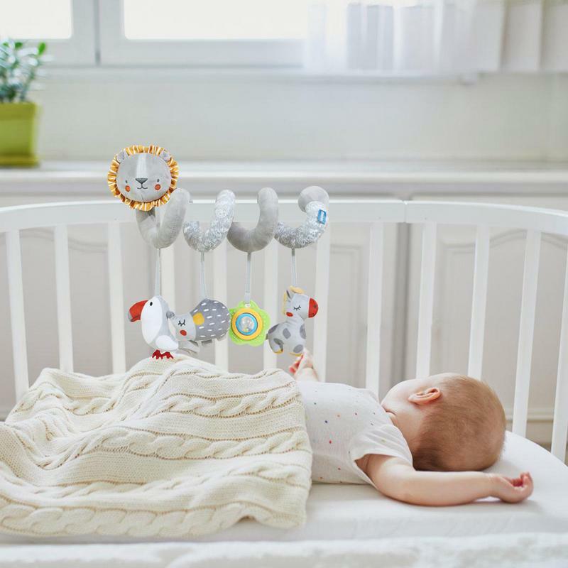 新生児用動物パターンおもちゃ、高コントラスト玩具、内蔵ガラガラ、カーシート、3〜6か月