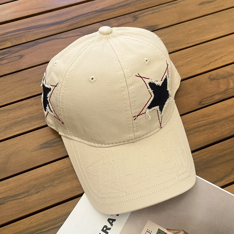 Star baseball caps for men and women in 2024 new style wide brimmed sun proof cap is versatile retro Outdoor Sport Casual hats