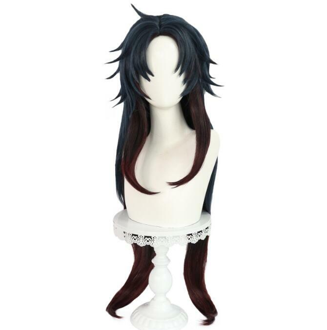 Pelucas de juego Blade Cosplay, cabello rojo degradado azul oscuro, resistente al calor, fiesta de Halloween, Anime, 95cm