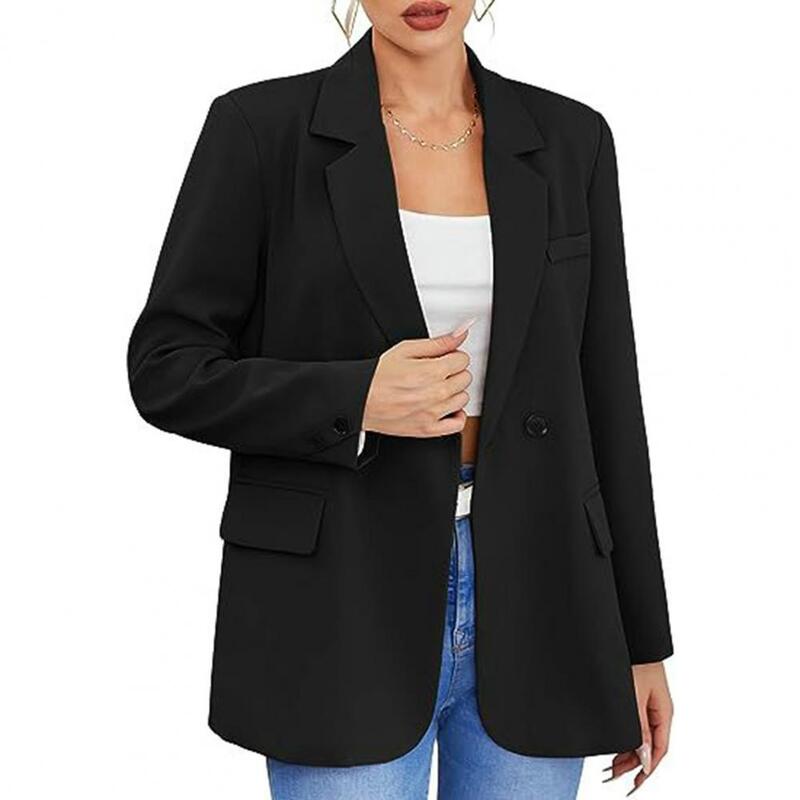 女性のエレガントなボタンクロージャーカーディガン、女性のスーツコート、単色、スタイリッシュでフォーマル