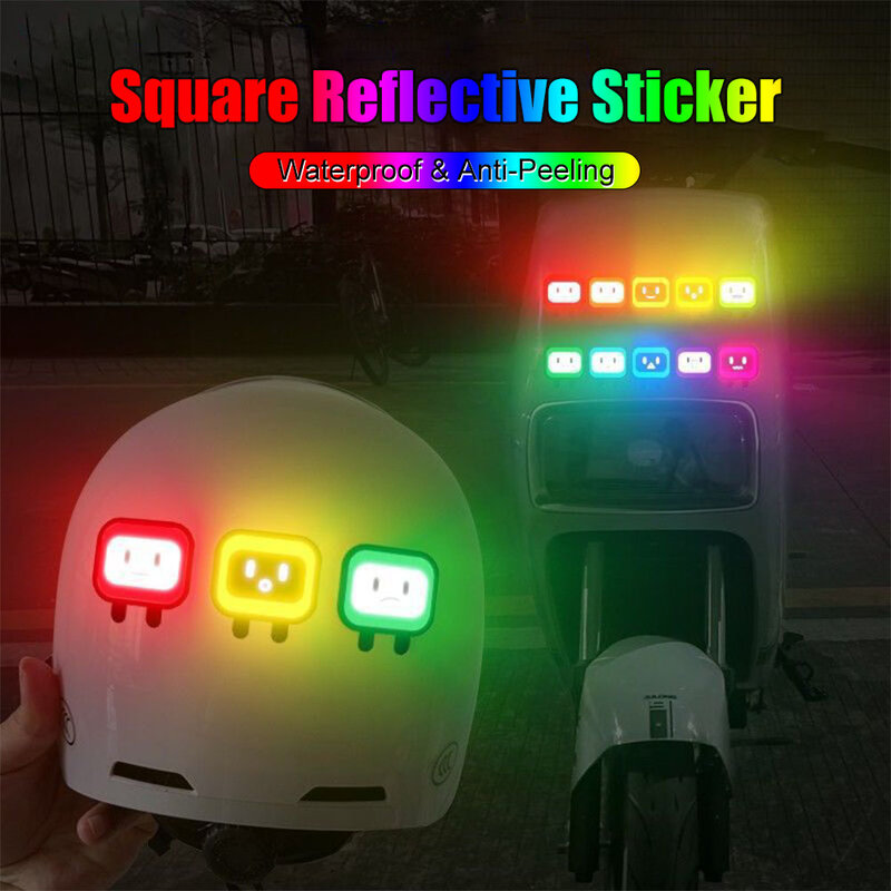 Pegatinas reflectantes de 3,2x3,5 cm, calcomanías adhesivas pequeñas y bonitas para coche, decoración impermeable para casco de motocicleta y Scooter, 10 Uds.