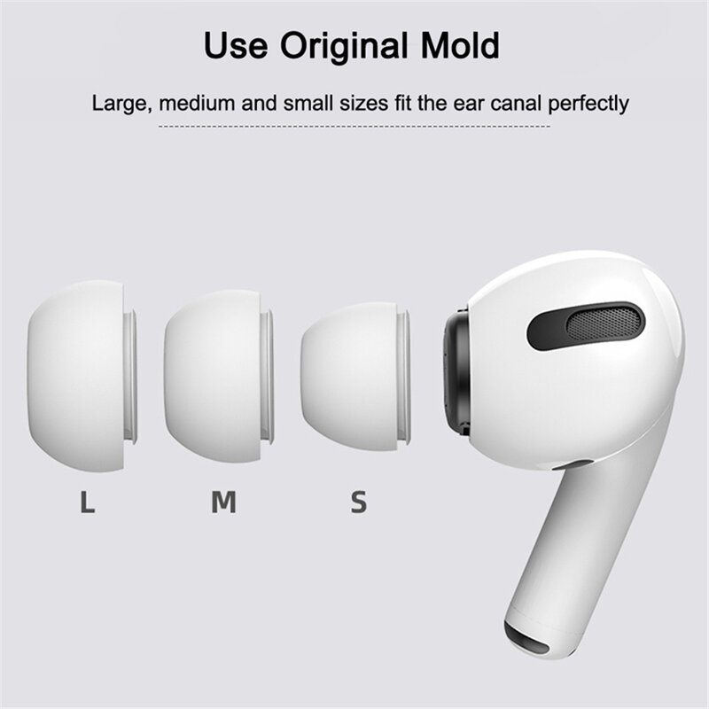 S/M/L earplug silikon busa memori lembut kedap suara untuk Airpods Pro aksesori Headphone hitam putih