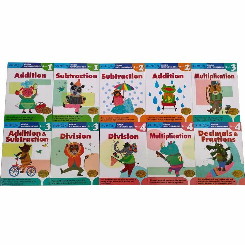 10 книг Kumon, математические учебники, учебные пособия для изучения математических проблем на английском языке, учебники для детей от 6 до 10 лет