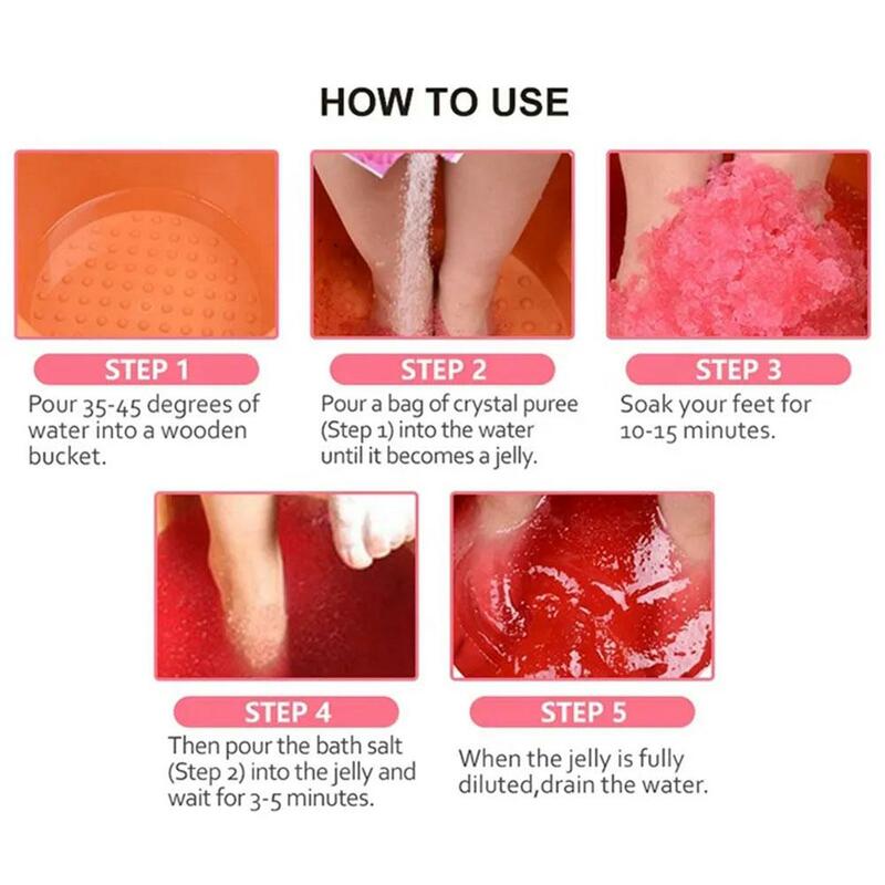 Poudre de bain à bulles de rose pour les pieds, gIslande corporel à la boue de cristal, extinction des soins de la peau, sel de bain SPA, 60g