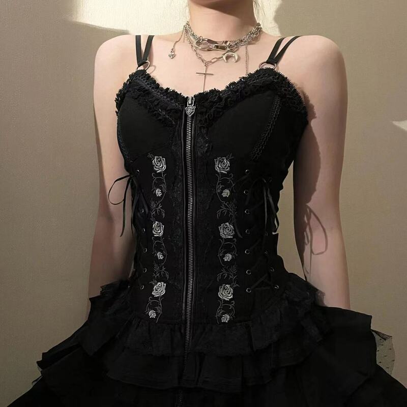 Gothic Lolita Sommer Rose Jsk Vintage Harajuku Bandage Schnürung Kuchen kleid Lolita y2k viktoria nische Prinzessin Party kleid