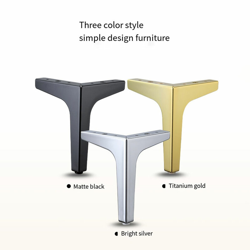 4 Pieces Sofa Coffee Table Leg Living Room Bathroom Kitchen Screw Mounted Modern Triangular Legs Furniture Gold