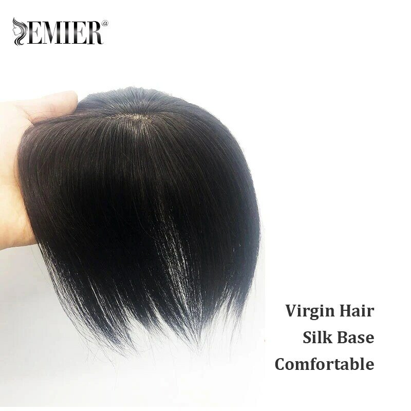 女性のための完全なシルクベースのトーピー,白い髪をカバーする人間の髪の毛,滑らかなヘアピース,12x13x15
