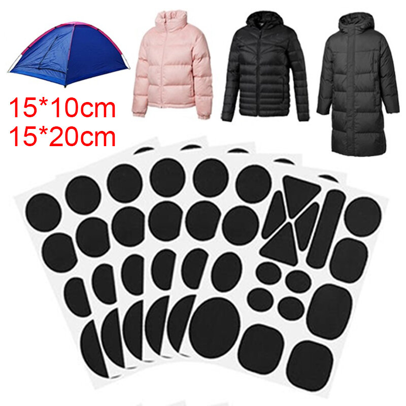 Czarne samoprzylepne naszywki na kurtki puchowe spodnie T-shirt ubrania płaszcz przeciwdeszczowy tkanina parasolowa naklejka namiotowa zmywalna naprawa łatka z otworem