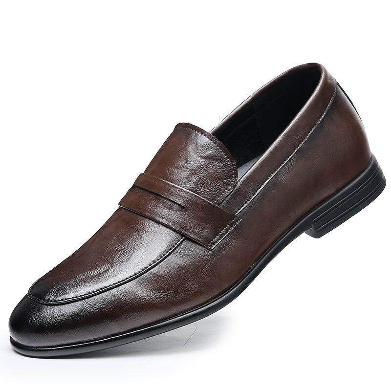 Sepatu Formal kulit asli pria sepatu santai mewah kaki tunggal sepatu ringan bisnis kantor Italia kualitas tinggi Sho