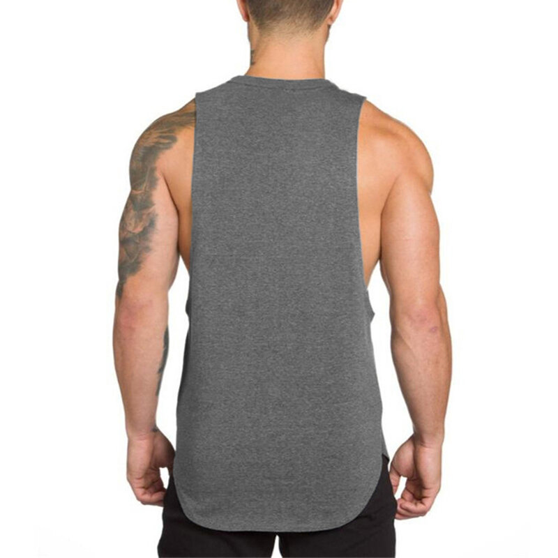 Gym Fitness Running Tank Tops Men Bodybuilding Sleeveless T-Shirt Summer Breathable Loose Cotton Vest Workout Muscle Singlets