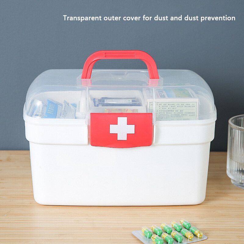 Grande Capacidade First Aid Emergency Kit Box, Medicina Organizador, Recipiente De Armazenamento, Família Primeiros Socorros Peito, Portátil